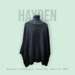 Hayden Los Angeles Oversized Ribbed Poncho Sweater | M/L | Black | NWT Slouchy